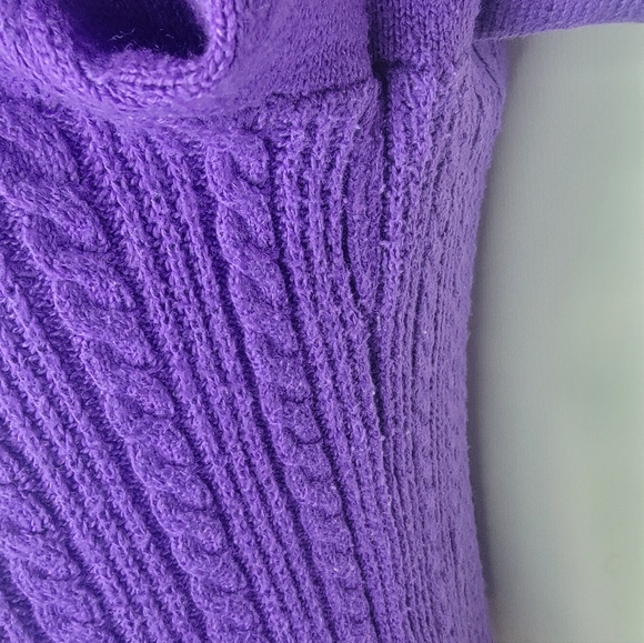 Talbots Rich Purple Crewneck Cable Knit Sweater Size M - Picture 3 of 14